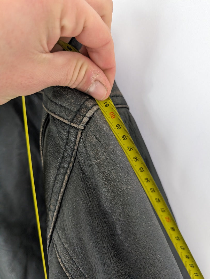 Veste en cuir d'agneau noir