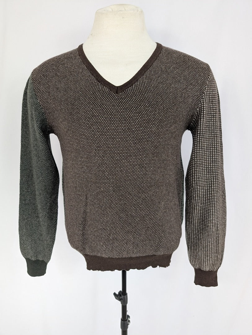 Pull V en cachemire Etro Milano marron et gris M