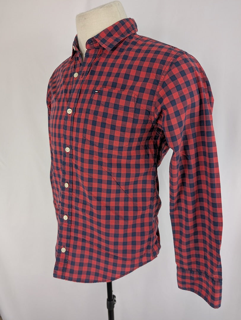 Chemise homme Hilfiger Denim à carreaux rouge et bleu