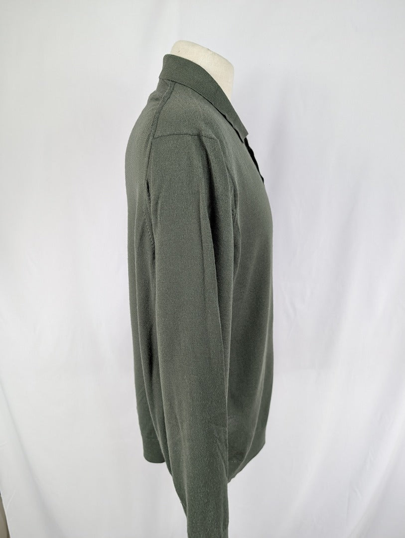 Pull homme Montagut vert kaki col polo Xl