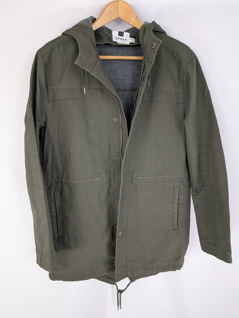 Topman Veste Homme M Vert Kaki Capuche