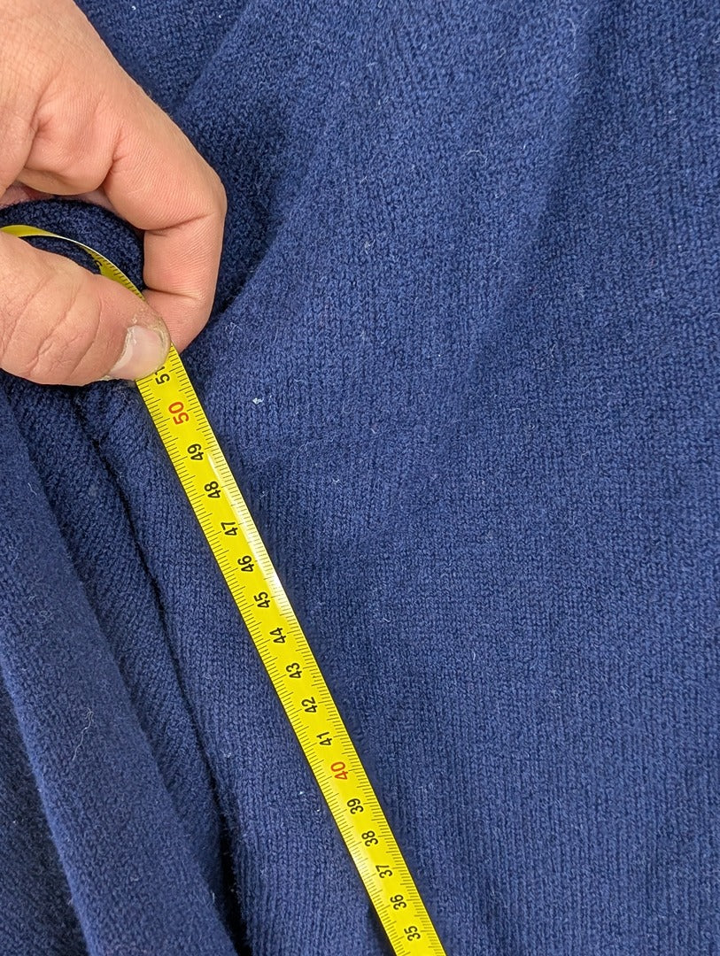 Pull col V homme laine d'agneau bleu marine Jacques Fath