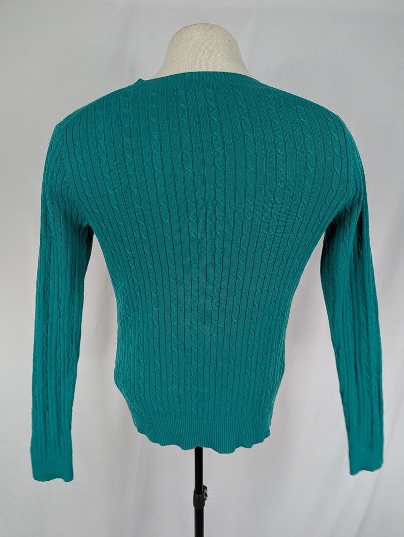 Pull vert côtelé Tommy Hilfiger coton L