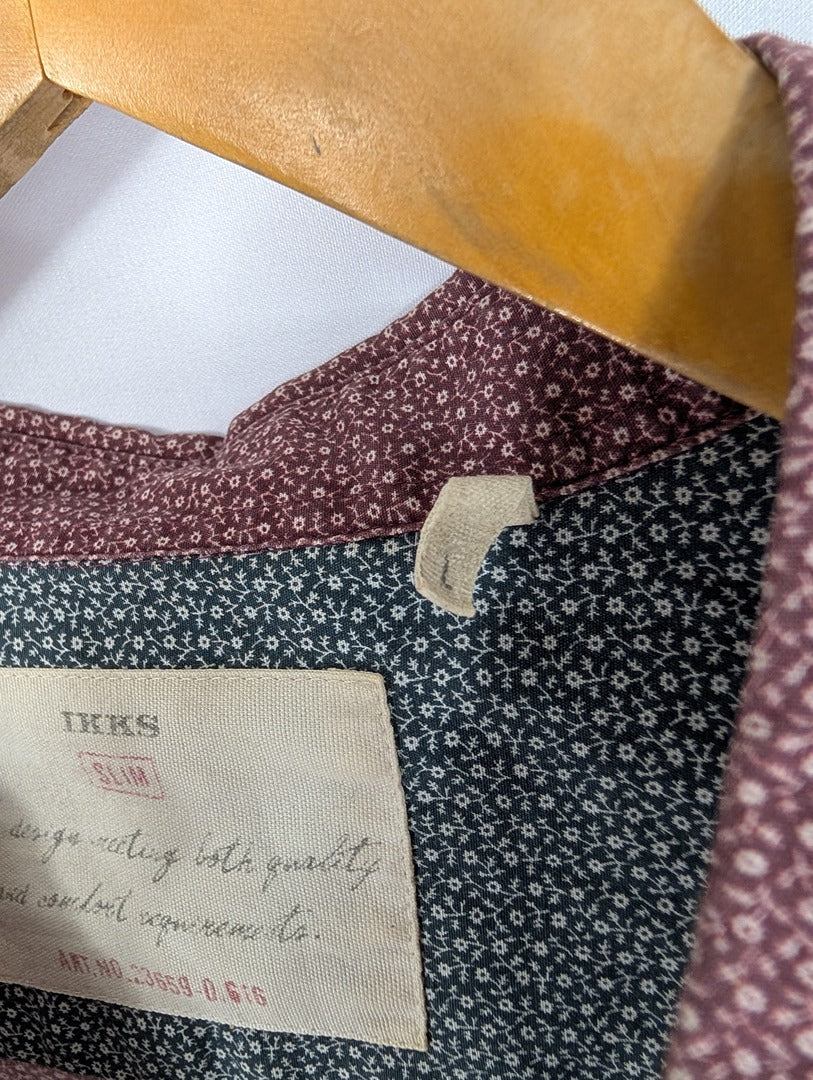 Chemise homme slim imprimée bordeaux taille L