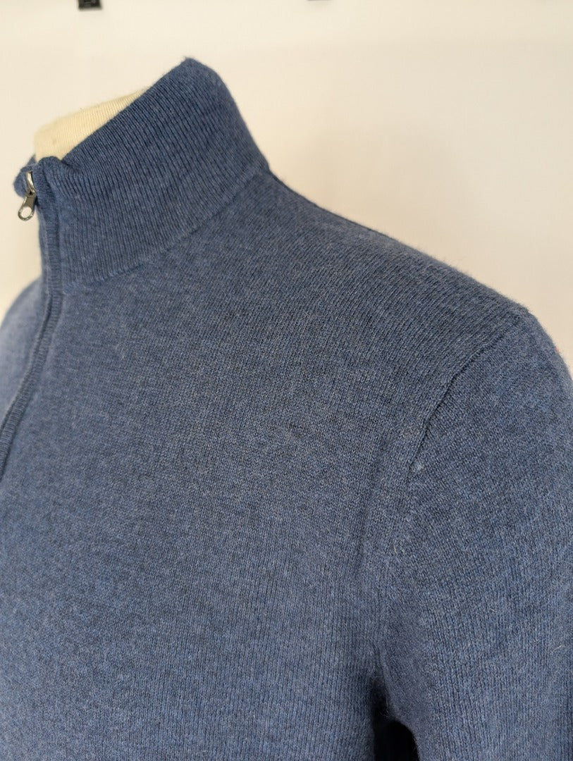 Pull homme bleu Monoprix col zippé taille L