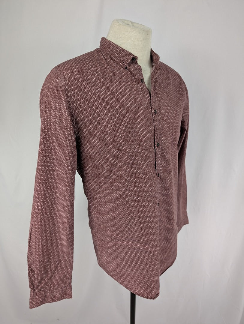 Chemise homme slim imprimée bordeaux taille L