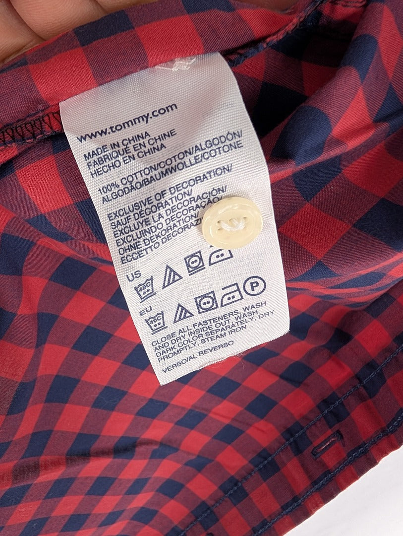 Chemise homme Hilfiger Denim à carreaux rouge et bleu
