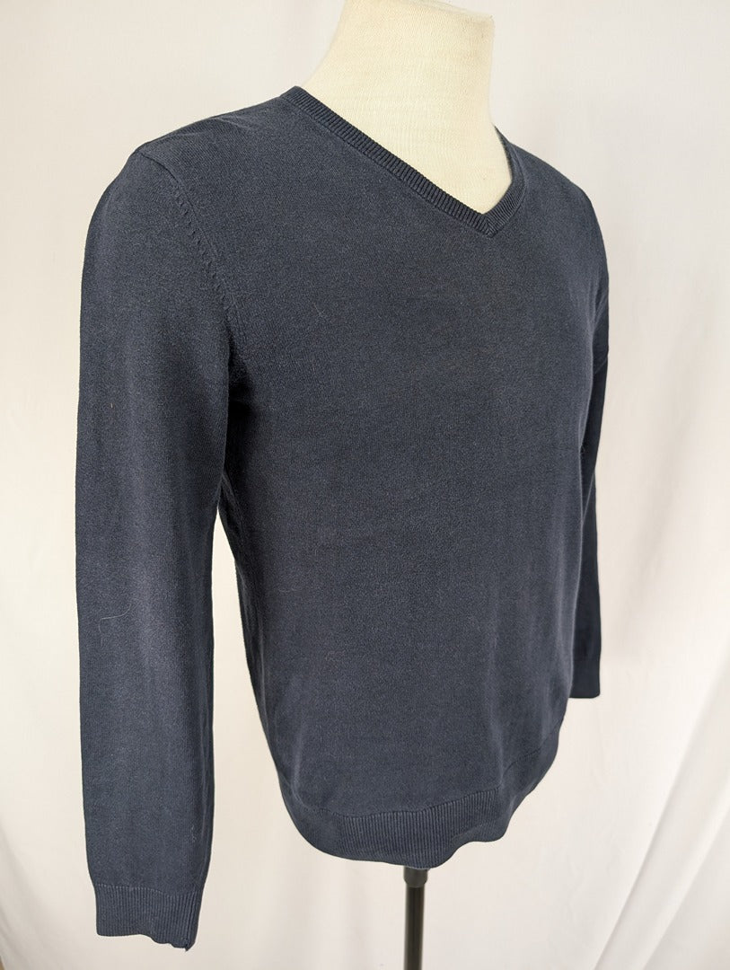 Pull homme Tom Tailor col V bleu marine coton