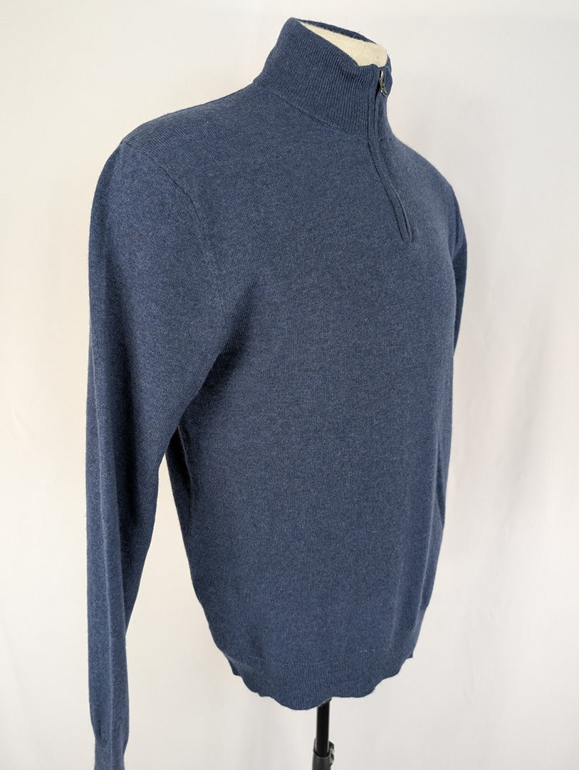 Pull homme bleu Monoprix col zippé taille L