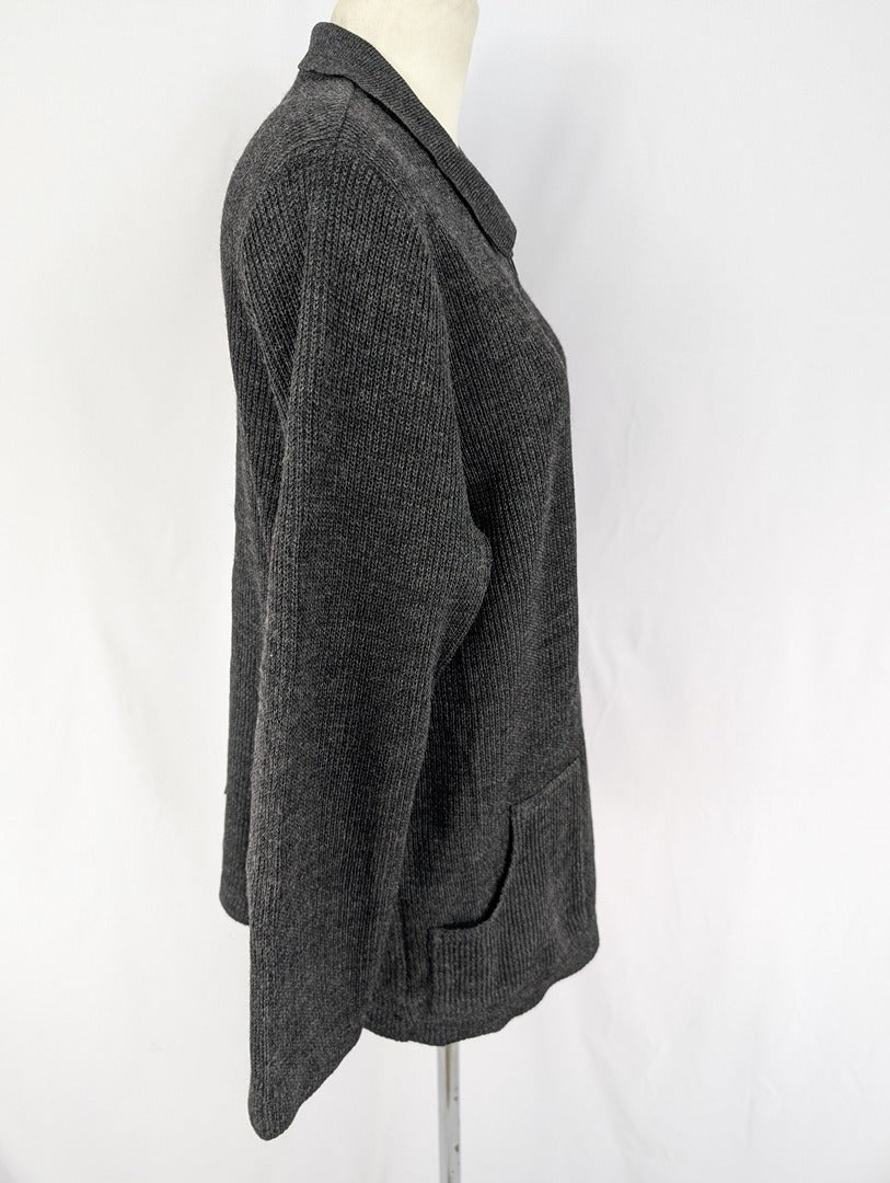 Gilet zippé en laine Val de Saire gris foncé