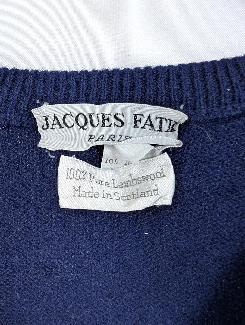 Pull col V homme laine d'agneau bleu marine Jacques Fath