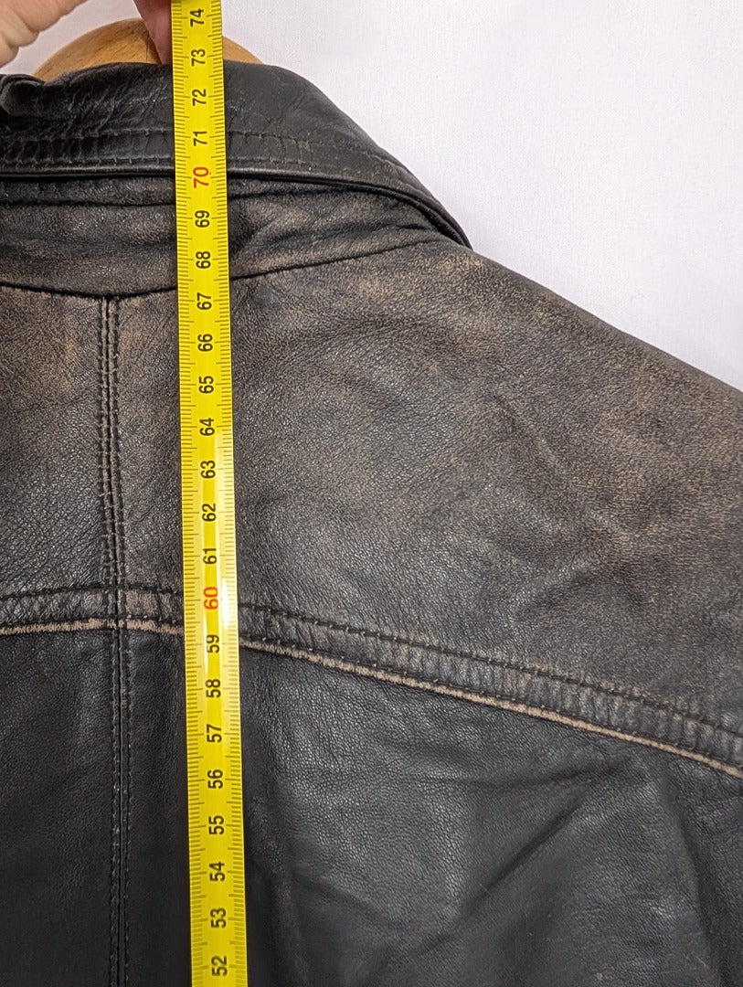 Veste en cuir d'agneau noir