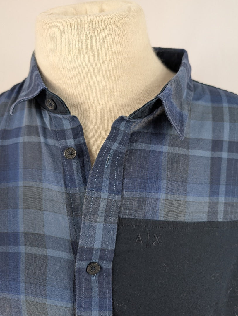Chemise homme Armani Exchange à carreaux bleus Xl