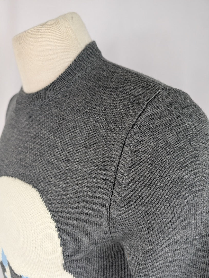 Pull gris Sandro Paris motif ours taille M