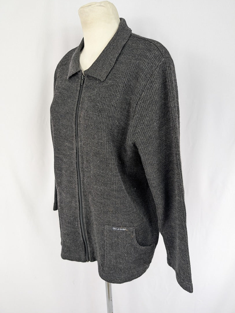 Gilet zippé en laine Val de Saire gris foncé
