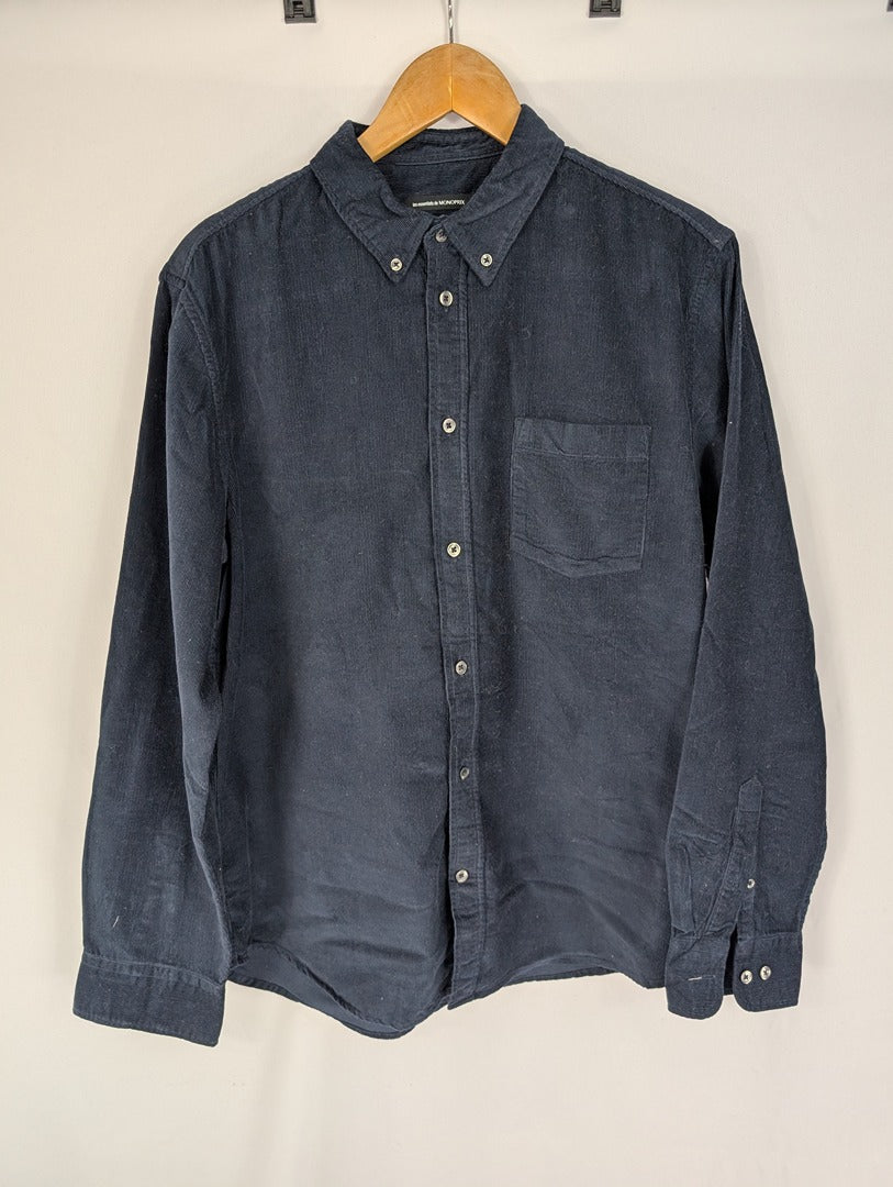 Chemise homme bleu marine en velours Monoprix L