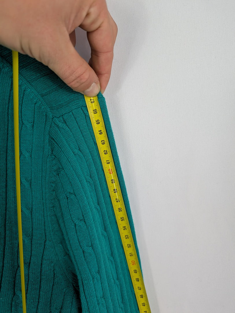 Pull vert côtelé Tommy Hilfiger coton L