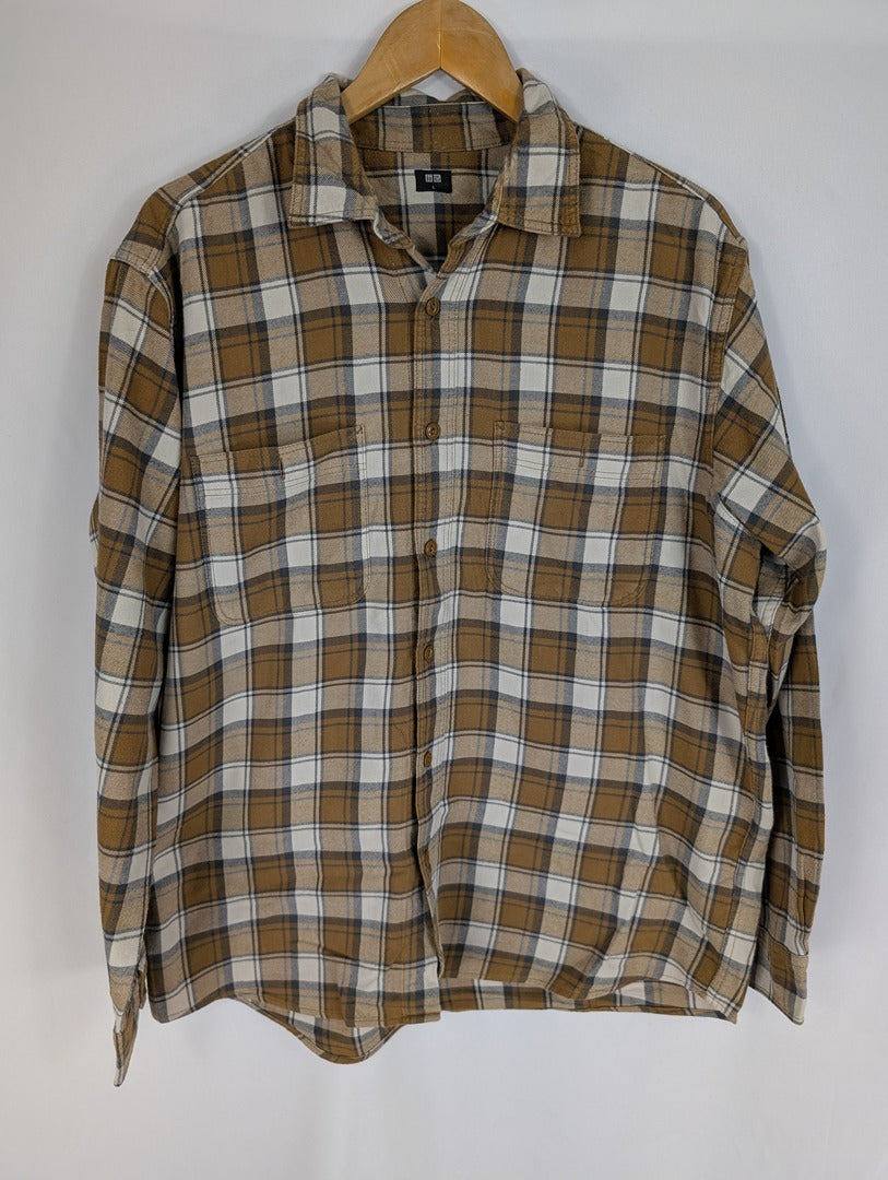 Chemise homme à carreaux marron Uniqlo taille L