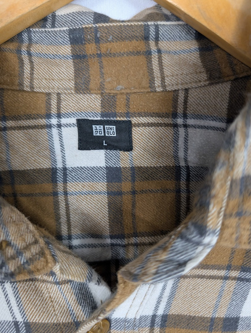 Chemise homme à carreaux marron Uniqlo taille L