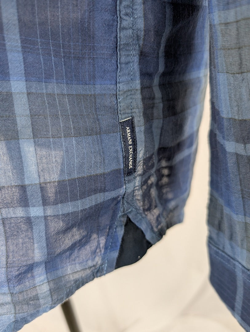 Chemise homme Armani Exchange à carreaux bleus Xl