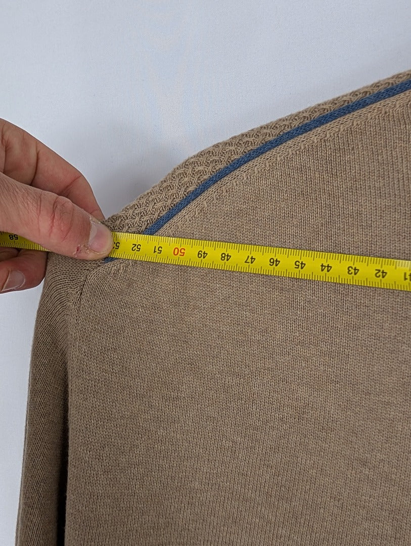 Pull homme Mln beige col zippé Xxl coton 100%