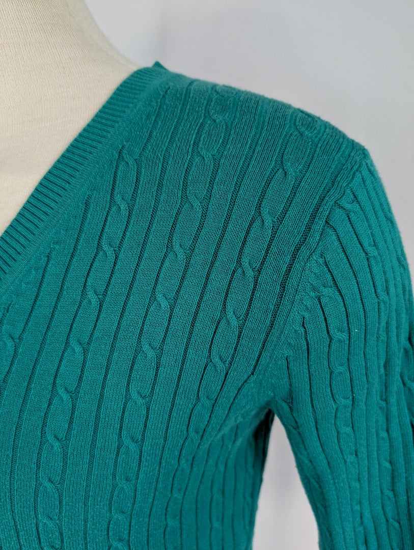 Pull vert côtelé Tommy Hilfiger coton L