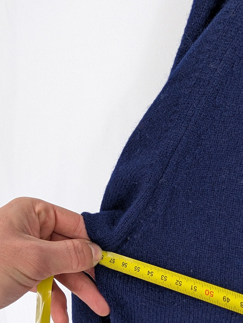 Pull col V homme laine d'agneau bleu marine Jacques Fath