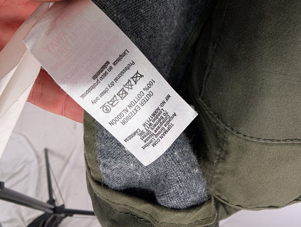 Topman Veste Homme M Vert Kaki Capuche