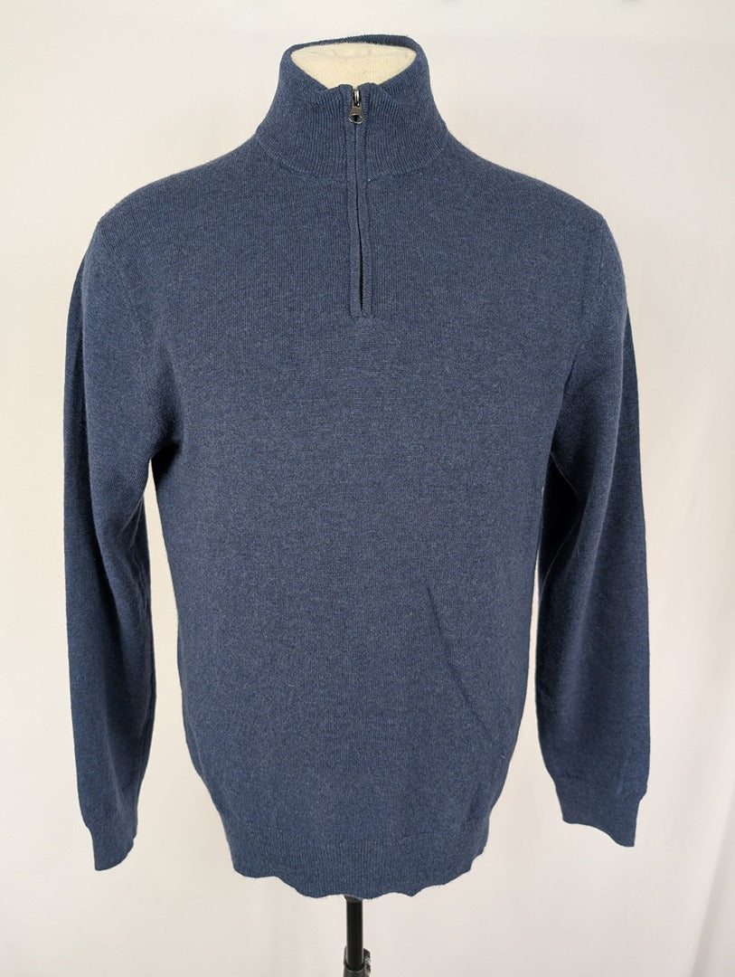 Pull homme bleu Monoprix col zippé taille L