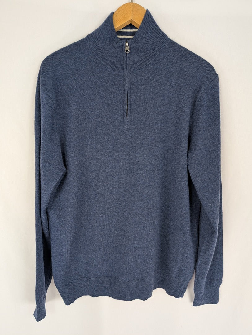 Pull homme bleu Monoprix col zippé taille L