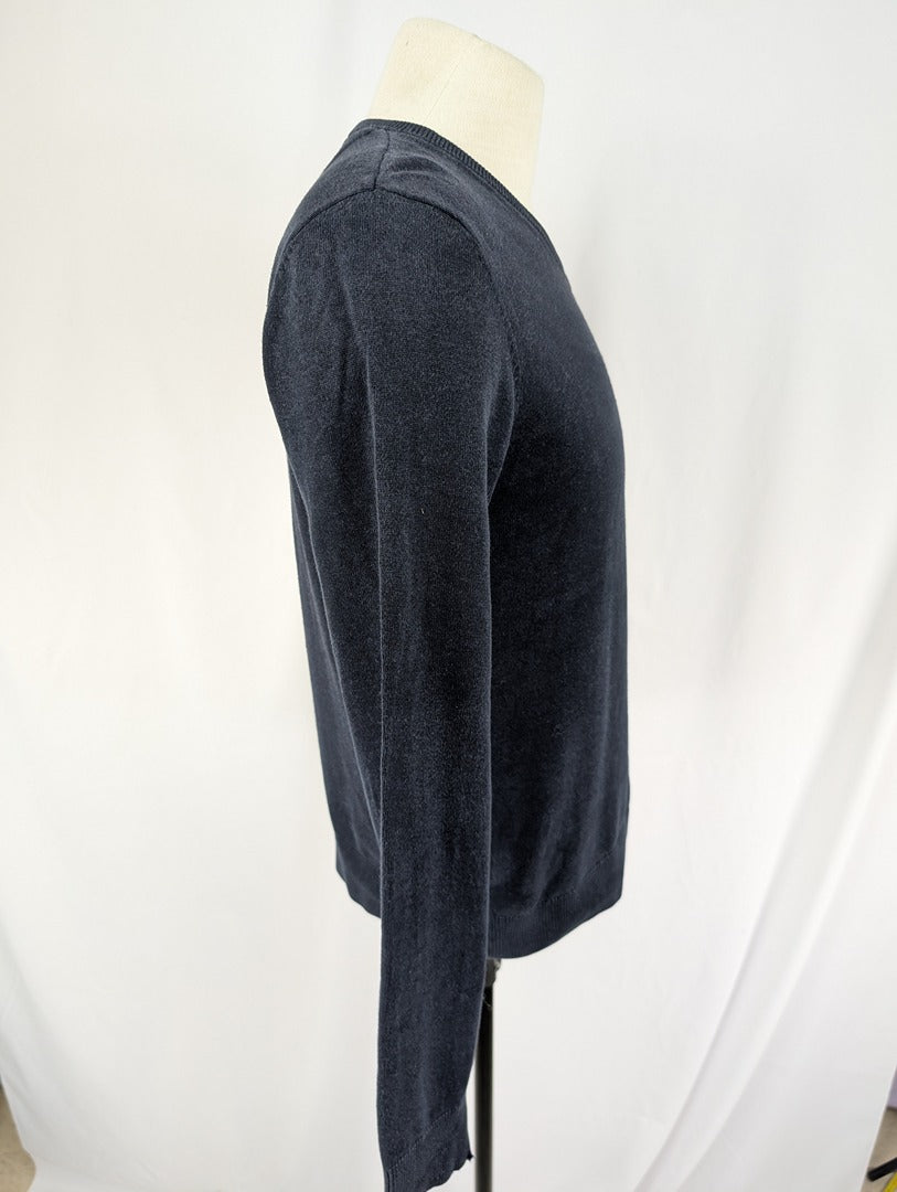 Pull homme Tom Tailor col V bleu marine coton